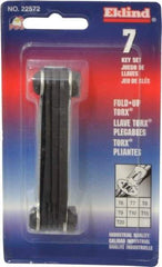 Eklind - 7 Piece T6 to T20 Fold-Up Torx Key Set - T6, T7, T8, T9, T10, T15, T20 Torx Size - Eagle Tool & Supply