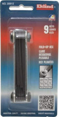 Eklind - 9 Piece Fold-Up Hex Key Set - Hex Range 0.05 to 3/16" - Eagle Tool & Supply