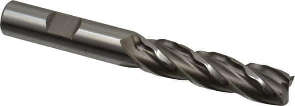 Weldon - 1/2" Diam, 2" LOC, 4 Flute Cobalt Roughing & Finishing Square End Mill - Uncoated, 4" OAL, 1/2" Shank Diam, Weldon Shank, 30° Helix, Centercutting - Eagle Tool & Supply