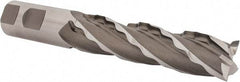 Weldon - 1" Diam, 4" LOC, 4 Flute Cobalt Roughing & Finishing Square End Mill - Uncoated, 6-1/2" OAL, 1" Shank Diam, Weldon Shank, 30° Helix, Centercutting - Eagle Tool & Supply