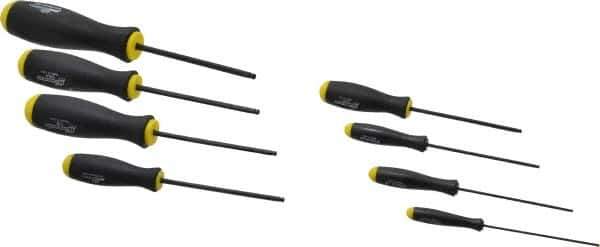 Bondhus - 8 Piece, 0.05 to 5/32" Ball End Hex Driver Set - Comes in Vinyl Pouch - Eagle Tool & Supply
