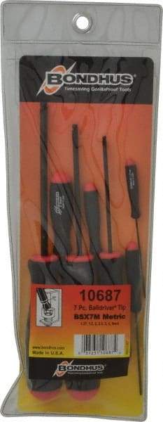 Bondhus - 7 Piece, 1.27 to 5mm Ball End Hex Driver Set - Comes in Vinyl Pouch - Eagle Tool & Supply