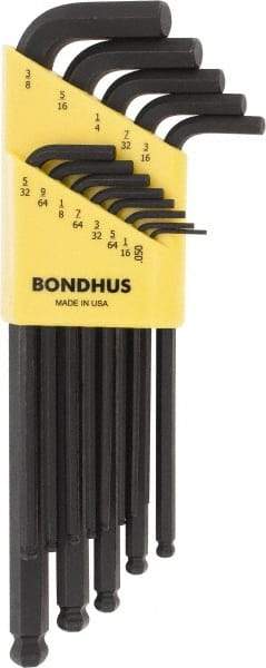 Bondhus - 13 Piece L-Key Ball End Hex Key Set - Hex Range 0.05 to 3/8" - Eagle Tool & Supply