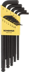 Bondhus - 13 Piece L-Key Ball End Hex Key Set - Hex Range 0.05 to 3/8" - Eagle Tool & Supply
