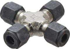 Parker - 1/4" OD, Stainless Steel Union Cross - 7/16" Hex, All Comp Ends - Eagle Tool & Supply