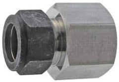 Parker - 1/2" OD, Stainless Steel Female Connector - 13/16" Hex, Comp x FNPT Ends - Eagle Tool & Supply