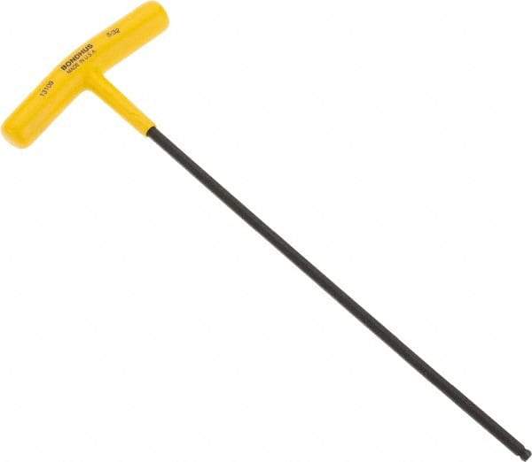 Bondhus - 5/32" Hex, T-Handle Cushion Grip, Ball End Hex Key - 8-1/2" OAL, Protanium High Torque Steel, Inch System of Measurement - Eagle Tool & Supply