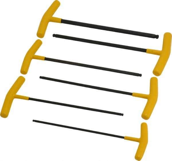 Bondhus - 6 Piece T-Handle Ball End Hex Key Set - Hex Range 5/32 to 3/8", Alloy Steel - Eagle Tool & Supply