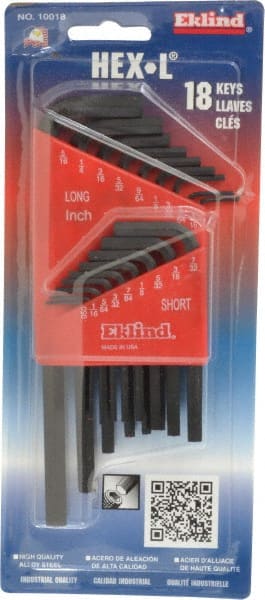 Eklind - 18 Piece L-Key Hex Key Set - Eagle Tool & Supply
