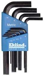 Eklind - 9 Piece L-Key Hex Key Set - Hex Range 1.5 to 10mm - Eagle Tool & Supply