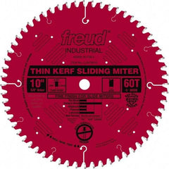 Freud - 10" Diam, 5/8" Arbor Hole Diam, 60 Tooth Wet & Dry Cut Saw Blade - Carbide-Tipped, Standard Round Arbor - Eagle Tool & Supply