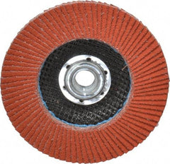 3M - 80 Grit, 4-1/2" Disc Diam, 5/8-11 Center Hole, Type 27 Ceramic Flap Disc - 13,300 Max RPM, Cloth Backing, Arbor Attaching System, Coated - Eagle Tool & Supply