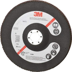 3M - 80 Grit, 7" Disc Diam, 7/8" Center Hole, Type 27 Ceramic Flap Disc - 8,600 Max RPM, Cloth Backing, Arbor Attaching System, Coated - Eagle Tool & Supply