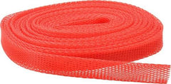 Huot - 50 Ft Long, Stretchable, Protection Mesh Sleeving - Red, 1-1/2" OD - Eagle Tool & Supply