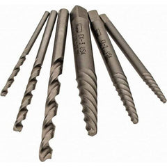 Irwin - 6 Piece Spiral Flute Screw Extractor Set - Screw Range 3/16 to 7/16" - Eagle Tool & Supply