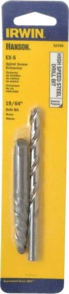 Irwin - 2 Piece Spiral Flute Screw Extractor & Drill Set - Screw Range 3/8 to 5/8" - Eagle Tool & Supply