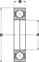 Angular Contact Ball Bearing: 100 mm Bore Dia, 180 mm OD, 34 mm OAW, Without Flange 54,000 lb Static Load, 50,600 lb Dynamic Load