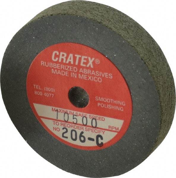 Cratex - 2" Diam x 1/4" Hole x 3/8" Thick, Surface Grinding Wheel - Silicon Carbide, Coarse Grade, 10,500 Max RPM, Rubber Bond, No Recess - Eagle Tool & Supply