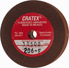Cratex - 2" Diam x 1/4" Hole x 3/8" Thick, Surface Grinding Wheel - Silicon Carbide, Fine Grade, 10,500 Max RPM, Rubber Bond, No Recess - Eagle Tool & Supply
