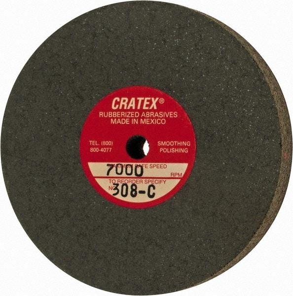 Cratex - 3" Diam x 1/4" Hole x 1/2" Thick, Surface Grinding Wheel - Silicon Carbide, Coarse Grade, 7,000 Max RPM, Rubber Bond, No Recess - Eagle Tool & Supply