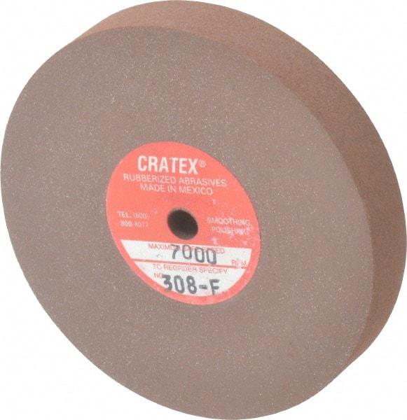 Cratex - 3" Diam x 1/4" Hole x 1/2" Thick, Surface Grinding Wheel - Silicon Carbide, Fine Grade, 7,000 Max RPM, Rubber Bond, No Recess - Eagle Tool & Supply