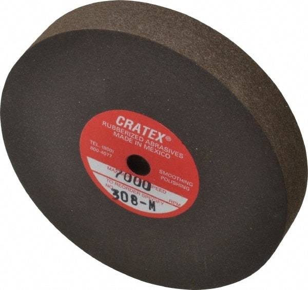 Cratex - 3" Diam x 1/4" Hole x 1/2" Thick, Surface Grinding Wheel - Silicon Carbide, Medium Grade, 7,000 Max RPM, Rubber Bond, No Recess - Eagle Tool & Supply