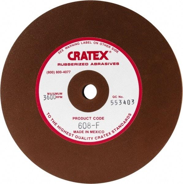 Cratex - 6" Diam x 1/2" Hole x 1/2" Thick, Surface Grinding Wheel - Silicon Carbide, Fine Grade, 3,600 Max RPM, Rubber Bond, No Recess - Eagle Tool & Supply