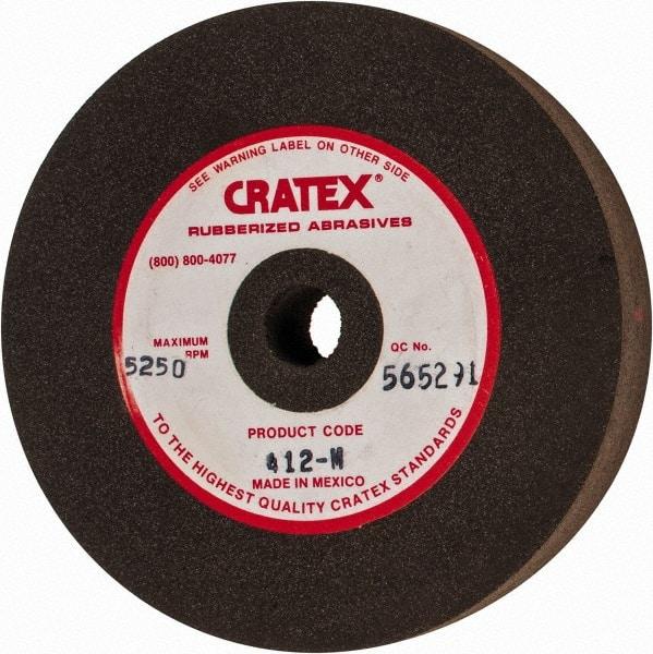 Cratex - 4" Diam x 1/2" Hole x 3/4" Thick, Surface Grinding Wheel - Silicon Carbide, Medium Grade, 5,250 Max RPM, Rubber Bond, No Recess - Eagle Tool & Supply
