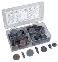 Cratex - 76 Piece Rubber Abrasive Point Set - Includes 8 Tapered Edge Wheels, 24 Straight Wheels, 16 Cylinder Points, 24 Bullet Points, 2 Wheel Mandrels & 2 Point Mandrels - Eagle Tool & Supply