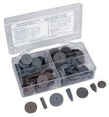 Cratex - 76 Piece Rubber Abrasive Point Set - Includes 8 Tapered Edge Wheels, 24 Straight Wheels, 16 Cylinder Points, 24 Bullet Points, 2 Wheel Mandrels & 2 Point Mandrels - Eagle Tool & Supply