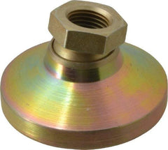 Vlier - 5000 Lb Capacity, 1/2-20 Thread, 1-1/8" OAL, Steel Stud, Tapped Pivotal Socket Mount Leveling Pad - 1-7/8" Base Diam, Steel Pad, 3/4" Hex - Eagle Tool & Supply