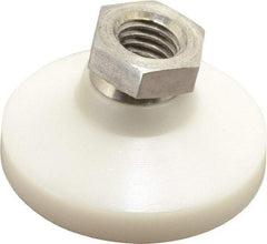 Vlier - 700 Lb Capacity, 1/2-13 Thread, 1-1/8" OAL, Stainless Steel Stud, Tapped Pivotal Socket Mount Leveling Pad - 1-7/8" Base Diam, Delrin Pad, 3/4" Hex - Eagle Tool & Supply