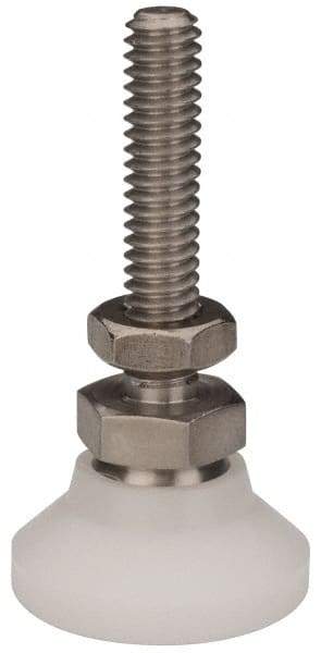 Vlier - 1/4-20 Bolt Thread, Studded Pivotal Stud Mount Leveling Pad & Mount - 200 Max Lb Capacity, 1" Base Diam - Eagle Tool & Supply