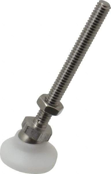 Vlier - 1/4-20 Bolt Thread, Studded Pivotal Stud Mount Leveling Pad & Mount - 200 Max Lb Capacity, 1" Base Diam - Eagle Tool & Supply