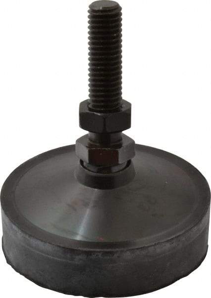 Vlier - 800 Lb Capacity, 1/2-13 Thread, 3-5/8" OAL, Steel Stud, Studded Pivotal Socket Mount Leveling Pad & Mount - 2" Stud Length, 3" Base Diam, Neoprene Pad, 3/4" Hex - Eagle Tool & Supply