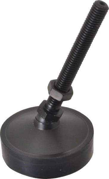 Vlier - 800 Lb Capacity, 1/2-13 Thread, 5-5/8" OAL, Steel Stud, Studded Pivotal Socket Mount Leveling Pad & Mount - 4" Stud Length, 3" Base Diam, Neoprene Pad, 3/4" Hex - Eagle Tool & Supply