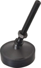 Vlier - 800 Lb Capacity, 1/2-13 Thread, 5-5/8" OAL, Steel Stud, Studded Pivotal Socket Mount Leveling Pad & Mount - 4" Stud Length, 3" Base Diam, Neoprene Pad, 3/4" Hex - Eagle Tool & Supply