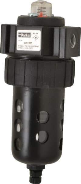 Parker - 1/4" Port, 46 CFM Coalescing Filter - Polycarbonate Bowl, Manual Drain, Modular Connection, 150 Max psi - Eagle Tool & Supply