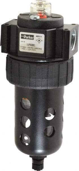 Parker - 1/2" Port, 46 CFM Coalescing Filter - Polycarbonate Bowl, Manual Drain, Modular Connection, 150 Max psi - Eagle Tool & Supply