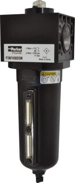 Parker - 1" Port Coalescing Filter - Aluminum Bowl, Manual Drain, 250 Max psi, 3.62" Long x 11.9" High - Eagle Tool & Supply