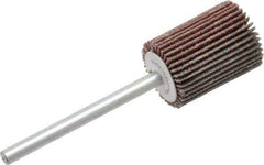 Value Collection - 5/8" Diam x 3/4" Face Width, Fine Aluminum Oxide Coated Mounted Flap Wheel - 1/8" Shank Mount, 120 Grit, X Weighted Cloth Backing, 40,000 Max RPM - Eagle Tool & Supply