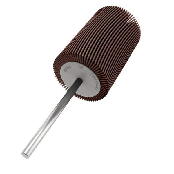 Value Collection - 5/8" Diam x 3/4" Face Width, Very Fine Aluminum Oxide Coated Mounted Flap Wheel - 1/8" Shank Mount, 240 Grit, X Weighted Cloth Backing, 40,000 Max RPM - Eagle Tool & Supply