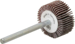 Value Collection - 3/4" Diam x 3/8" Face Width, Very Fine Aluminum Oxide Coated Mounted Flap Wheel - 1/8" Shank Mount, 180 Grit, X Weighted Cloth Backing, 35,000 Max RPM - Eagle Tool & Supply