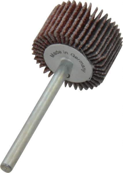 Value Collection - 3/4" Diam x 1/2" Face Width, Medium Aluminum Oxide Coated Mounted Flap Wheel - 1/8" Shank Mount, 80 Grit, X Weighted Cloth Backing, 35,000 Max RPM - Eagle Tool & Supply
