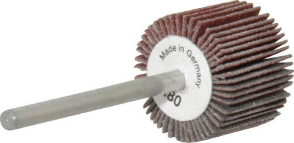 Value Collection - 3/4" Diam x 5/8" Face Width, Very Fine Aluminum Oxide Coated Mounted Flap Wheel - 1/8" Shank Mount, 180 Grit, X Weighted Cloth Backing, 35,000 Max RPM - Eagle Tool & Supply
