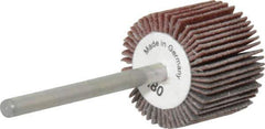 Value Collection - 3/4" Diam x 5/8" Face Width, Very Fine Aluminum Oxide Coated Mounted Flap Wheel - 1/8" Shank Mount, 180 Grit, X Weighted Cloth Backing, 35,000 Max RPM - Eagle Tool & Supply