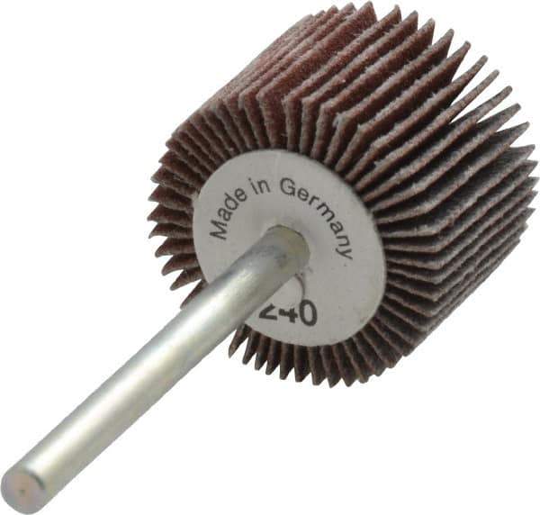 Value Collection - 3/4" Diam x 5/8" Face Width, Very Fine Aluminum Oxide Coated Mounted Flap Wheel - 1/8" Shank Mount, 240 Grit, X Weighted Cloth Backing, 35,000 Max RPM - Eagle Tool & Supply