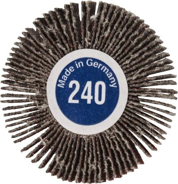 Value Collection - 1-3/16" Diam x 1/8" Face Width, Very Fine Aluminum Oxide Coated Mounted Flap Wheel - 1/8" Shank Mount, 240 Grit, X Weighted Cloth Backing, 30,000 Max RPM - Eagle Tool & Supply