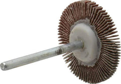 Value Collection - 1-3/16" Diam x 1/8" Face Width, Extra Fine Aluminum Oxide Coated Mounted Flap Wheel - 1/8" Shank Mount, 320 Grit, X Weighted Cloth Backing, 30,000 Max RPM - Eagle Tool & Supply