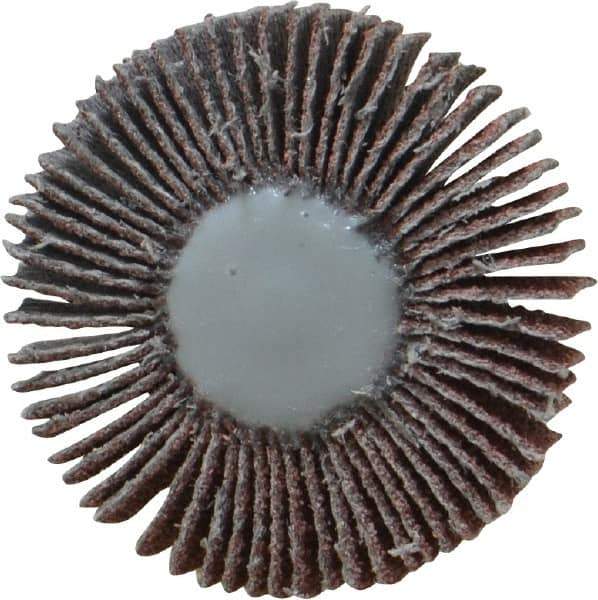 Value Collection - 1-3/16" Diam x 3/16" Face Width, Medium Aluminum Oxide Coated Mounted Flap Wheel - 1/8" Shank Mount, 80 Grit, X Weighted Cloth Backing, 30,000 Max RPM - Eagle Tool & Supply